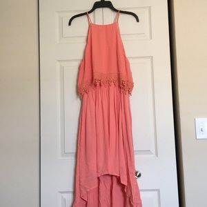 Peach Dress with beautiful crocheting detail!